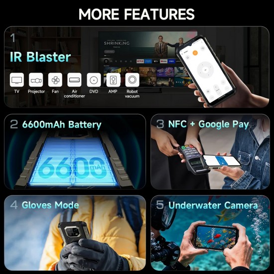 ULEFONE smartphone Armor 22 Pro, 6.58", 8/256GB, 6600mAh, IP68/IP69K/MIL-STD-810H, μαύρο