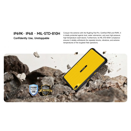 ULEFONE tablet RugKing Pad Pro, 8.68", 8/128GB, 7100mAh, IP68/IP69K/MIL-STD-810H, 4G, μαύρο