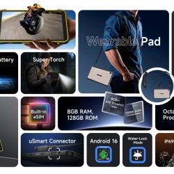 ULEFONE tablet RugKing Pad Pro, 8.68", 8/128GB, 7100mAh, IP68/IP69K/MIL-STD-810H, 4G, μαύρο