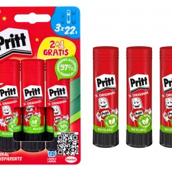 PRITT σετ κόλλα stick Original, 22g, διάφανη, 3τμχ