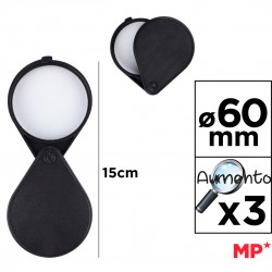 MP πτυσσόμενος μεγεθυντικός φακός PA174, x3, 60mm, πλαστικός με γυάλινο φακό, μαύρος