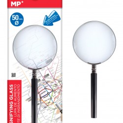 MP μεγεθυντικός φακός PA175, x3, 50mm, μεταλλικός με γυάλινο φακό, μαύρος/ασημί