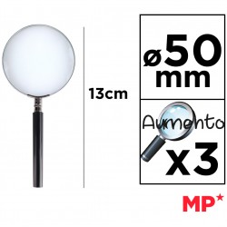 MP μεγεθυντικός φακός PA175, x3, 50mm, μεταλλικός με γυάλινο φακό, μαύρος/ασημί