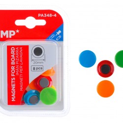 MP σετ μαγνήτες PA348-4, στρογγυλοί, 20mm, χρωματιστοί, 8τμχ