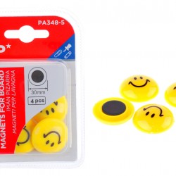 MP σετ μαγνήτες smiley face PA348-5, στρογγυλοί, 30mm, κίτρινοι, 5τμχ