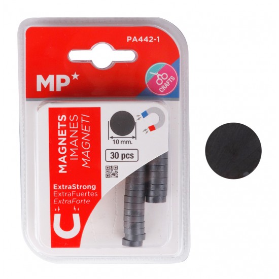 MP σετ μαγνήτες PA442-1, στρογγυλοί, 10mm, ανθρακί, 30τμχ