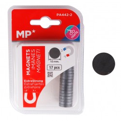 MP σετ μαγνήτες PA442-2, στρογγυλοί, 15mm, ανθρακί, 17τμχ