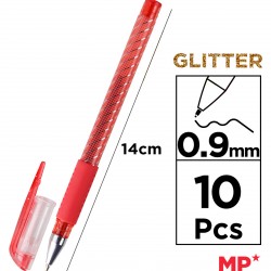MP σετ στυλό διαρκείας ballpoint PE105O με glitter, 0.9mm, διάφορα χρώματα, 10τμχ