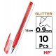 MP σετ στυλό διαρκείας ballpoint PE105O με glitter, 0.9mm, διάφορα χρώματα, 10τμχ