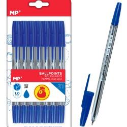 MP σετ στυλό ballpoint PE144OA, 1mm, μπλε, 21τμχ