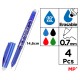 MP σετ στυλό διαρκείας PE217-2, erasable, 0.7mm, μπλε/μαύρο/πράσινο/κόκκινο, 4τμχ