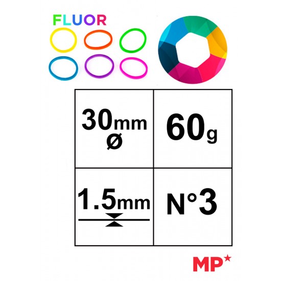 MP λαστιχάκια συσκευασίας PG016, No3, 1.5x30mm, 60g, χρωματιστά
