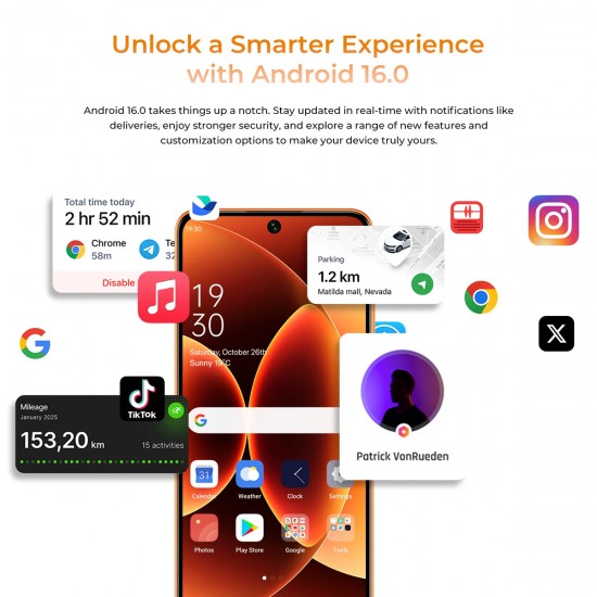 OUKITEL smartphone C26, 6.63", 6/128GB, 5150mAh, πορτοκαλί