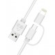 POWERTECH καλώδιο USB σε Micro/Lightning PT-707, MFi, 2.4A, 1m, λευκό