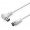 POWERTECH καλώδιο κεραίας RF αρσενικό - RF αρσενικό CAB-V029, γωνιακό, λευκό, 1.5m