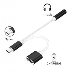 POWERTECH αντάπτορας USB-C σε USB-C & 3.5mm θηλυκό CAB-UC030, λευκός