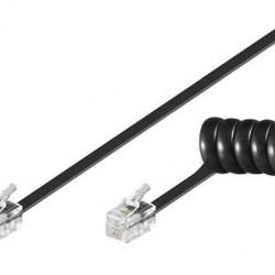GOOBAY καλώδιο τηλεφώνου 68002, spiral, RJ10 4P4C, CCA, 4m, μαύρο