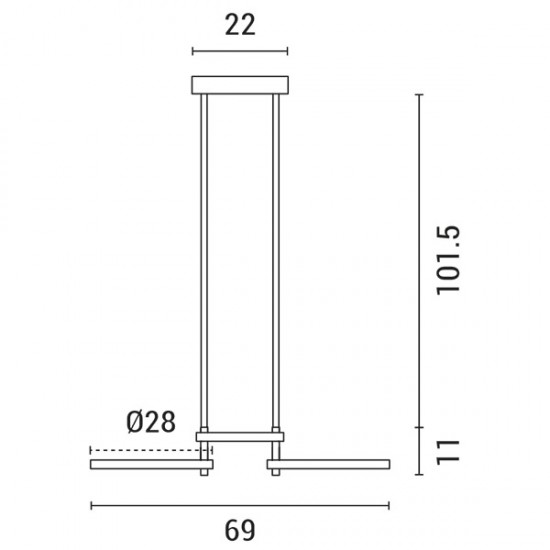 ΦΩΤΙΣΤΙΚΟ ΚΡΕΜΑΣΤΟ 3ΦΩΤΟ LED 33W 700X280X250 ΜΑΥΡΟ ARTE ILLUMINA
