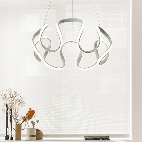 ΦΩΤΙΣΤΙΚΟ ΚΡΕΜΑΣΤΟ ΑΛΟΥΜΙΝΙΟ ΣΤΡΟΓΓΥΛΟ LED 60W 3200Lm 3CCT(3000-4000-6000K) Φ520X1200mm 100-277V ΛΕΥΚΟ ARTE ILLUMINA LOOP