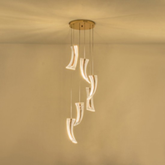 ΦΩΤΙΣΤΙΚΟ ΚΡΕΜΑΣΤΟ ΑΚΡΥΛΙΚΟ LED 60W 5400Lm 3000K Φ350X1830mm Γαλλικό Χρυσό ARTE ILLUMINA COMO
