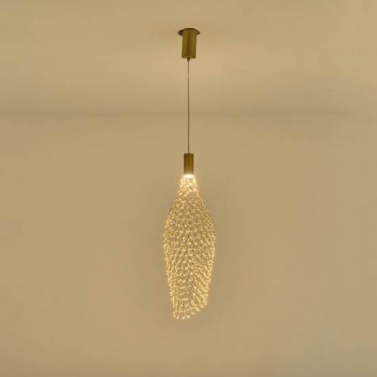ΦΩΤΙΣΤΙΚΟ ΚΡΕΜΑΣΤΟ ΜΕΤΑΛΛΟ ΜΟΝΟΦΩΤΟ LED 7.6W 780Lm 3000K Φ200X1960mm ΧΡΥΣΟ ARTE ILLUMINA PERFORATO