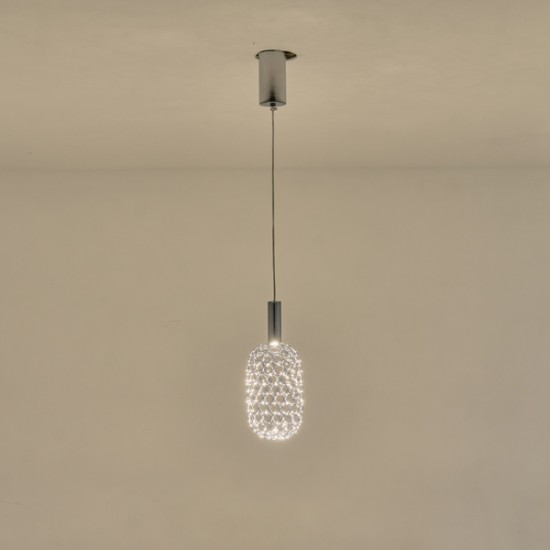 ΦΩΤΙΣΤΙΚΟ ΚΡΕΜΑΣΤΟ ΜΕΤΑΛΛΟ ΜΟΝΟΦΩΤΟ LED 6.3W 648Lm 3000K Φ130X1588mm ΑΣΗΜΙ ARTE ILLUMINA PERFORATO