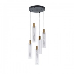 ΦΩΤΙΣΤΙΚΟ ΚΡΕΜΑΣΤΟ ΓΥΑΛΙ 5ΦΩΤΟ LED 38W 4400Lm 3000K Φ350x1930mm ΔΙΑΦΑΝΕΣ ARTE ILLUMINA VIAL
