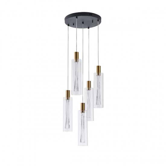 ΦΩΤΙΣΤΙΚΟ ΚΡΕΜΑΣΤΟ ΓΥΑΛΙ 5ΦΩΤΟ LED 38W 4400Lm 3000K Φ350x1930mm ΔΙΑΦΑΝΕΣ ARTE ILLUMINA VIAL