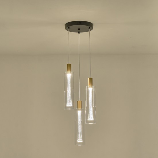 ΦΩΤΙΣΤΙΚΟ ΚΡΕΜΑΣΤΟ ΓΥΑΛΙ 3ΦΩΤΟ LED 21W 2500Lm 3000K Φ250X1630mm ΔΙΑΦΑΝΕΣ ARTE ILLUMINA VIAL