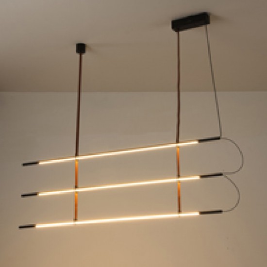 ΦΩΤΙΣΤΙΚΟ ΚΡΕΜΑΣΤΟ ΜΕΤΑΛΛΟ-ΔΕΡΜΑ LED 75W 5250Lm 3000K 1400X60X1200mm ΜΑΥΡΟ ARTE ILLUMINA LINEA
