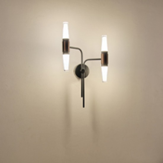 ΑΠΛΙΚΑ TOIXOY ΑΛΟΥΜΙΝΙΟ-ΜΕΤΑΛΛΟ-ΑΚΡΥΛΙΚΟ 4ΦΩΤΗ LED 12W 840Lm 3000K 200X420mm ΜΑΥΡΟ-ΧΡΥΣΟ ARTE ILLUMINA VELAS