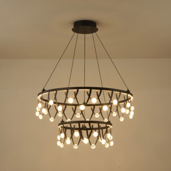 ΦΩΤΙΣΤΙΚΟ ΚΡΕΜΑΣΤΟ ΟΒΑΛ LED 85W 5100Lm 3000K Φ800mm ΜΑΥΡΟ ARTE ILLUMINA LEVATE