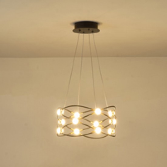 ΦΩΤΙΣΤΙΚΟ ΚΡΕΜΑΣΤΟ ΟΒΑΛ LED 35W 2100Lm 3000K Φ40XH21mm ΜΑΥΡΟ-ΧΡΥΣΟ ARTE ILLUMINA MESH