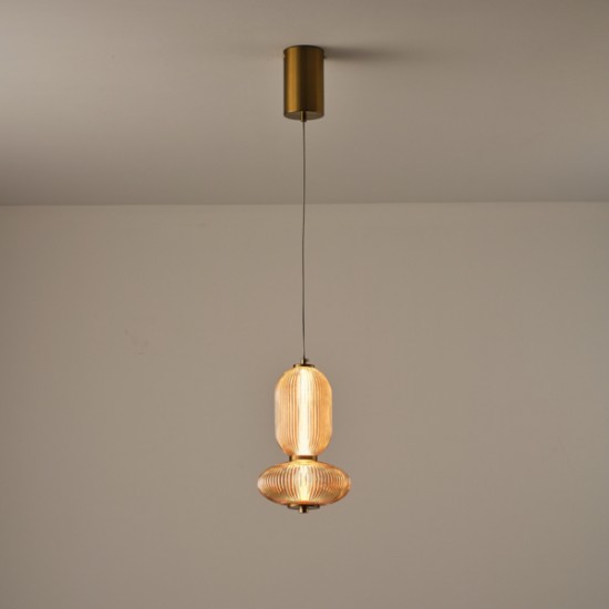 ΦΩΤΙΣΤΙΚΟ ΚΡΕΜΑΣΤΟ ΓΥΑΛΙ-ΜΕΤΑΛΛΟ LED 10W 800Lm 3000K 220x430x1450mm TRIAC DIMMING ΜΕΛΙ ARTE ILLUMINA VERENA