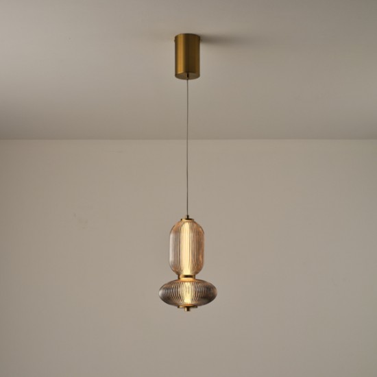 ΦΩΤΙΣΤΙΚΟ ΚΡΕΜΑΣΤΟ ΓΥΑΛΙ-ΜΕΤΑΛΛΟ LED 10W 800Lm 3000K 220x430x1450mm TRIAC DIMMING ΦΙΜΕ ARTE ILLUMINA VERENA