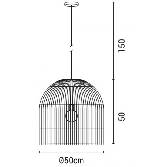 ΦΩΤΙΣΤΙΚΟ ΚΡΕΜΑΣΤΟ ΜΟΝΟΦΩΤΟ  Ε27 MAX 60W 500X500mm RATTAN ΛΕΥΚΟ ARTE ILLUMINA KAI