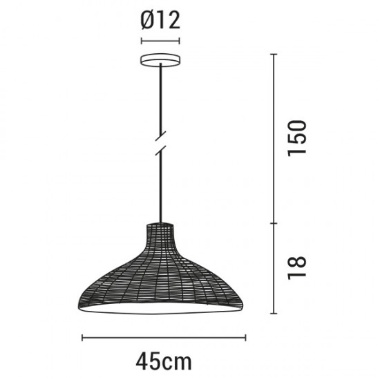 ΦΩΤΙΣΤΙΚΟ ΚΡΕΜΑΣΤΟ ΜΟΝΟΦΩΤΟ Ε27 MAX 60W 450XH180mm RATTAN ΛΕΥΚΟ ARTE ILLUMINA KAI