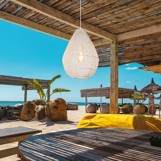 ΦΩΤΙΣΤΙΚΟ ΚΡΕΜΑΣΤΟ ΜΟΝΟΦΩΤΟ Ε27 MAX 60W 370X500mm RATTAN  ΛΕΥΚΟ ARTE ILLUMINA KAI