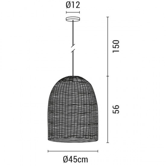 ΦΩΤΙΣΤΙΚΟ ΚΡΕΜΑΣΤΟ ΜΟΝΟΦΩΤΟ Ε27 MAX 15W 450X560mm RATTAN  ΛΕΥΚΟ ARTE ILLUMINA KAI
