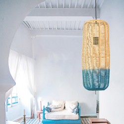 ΦΩΤΙΣΤΙΚΟ ΚΡΕΜΑΣΤΟ ΜΟΝΟΦΩΤΟ Ε27 D220XH520 RATTAN ΛΕΥΚΟ ΓΑΛΑΖΙΟ ARTE ILLUMINA KAI