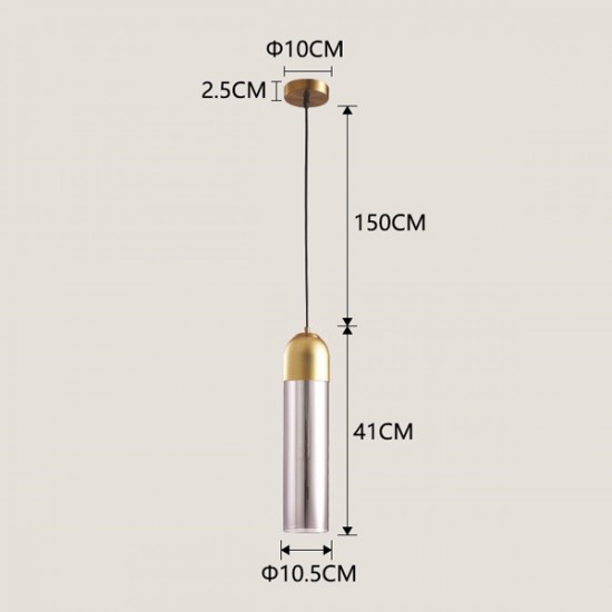 ΦΩΤΙΣΤΙΚΟ ΚΡΕΜΑΣΤΟ ΜΕΤΑΛΛΟ ΜΟΝΟΦΩΤΟ 1ΧΕ27 Max15W Φ100X1900mm SMOKY-ΧΡΥΣΟ ARTE ILLUMINA CALLIOPE