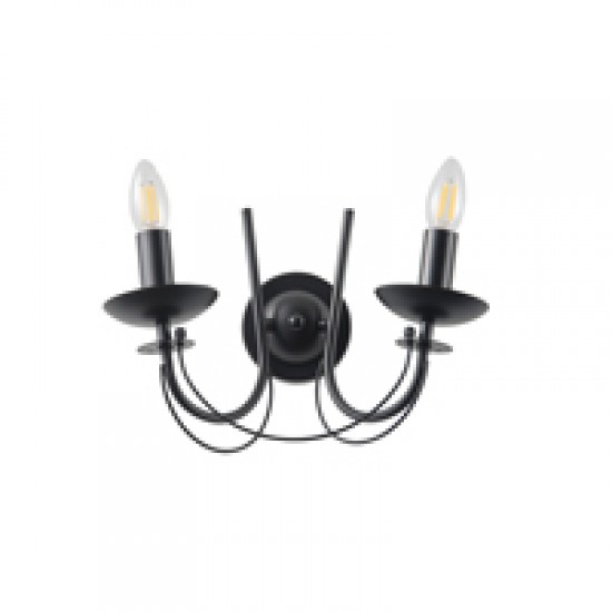 ΑΠΛΙΚΑ TOIXOY ΜΕΤΑΛΛΟ 2ΦΩΤΗ 2XE14 ΜΑΧ 8W 320X245X190mm ΜΑΥΡO ARTE ILLUMINA VAULT