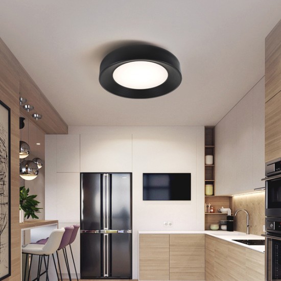 ΠΛΑΦΟΝΙΕΡΑ ΜΕΤΑΛΛΟ-ΑΚΡΥΛΙΚΟ LED 40W 3042Lm 3000K Φ500X100mm ΜΑΥΡΟ ARTE ILLUMINA UPON