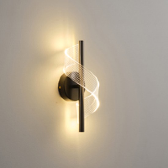ΑΠΛΙΚΑ TOIXOY ΑΚΡΥΛΙΚΟ LED 8W 720Lm 3000K 300X130mm ΜΑΥΡO ARTE ILLUMINA SILK