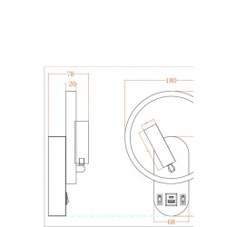 ΑΠΛΙΚΑ ΑΝΑΓΝΩΣΗΣ ΔΙΠΛΟΥ ΦΩΤΙΣΜΟΥ LED 3+10W 150+600Lm 3000K 180x78x243mm ΜΕ USB TYPE C ΛΕΥΚΗ ARTE ILLUMINA FORMA