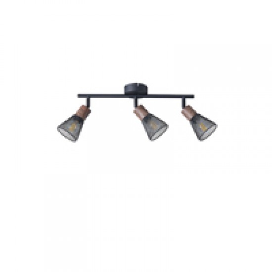 ΣΠΟΤ ΜΕ ΔΙΧΤΥ ΜΕΤΑΛΛΟ-ΞΥΛΟ 3ΦΩΤΟ 3XE14 Max 8W 390X80X145mm ΜΑΥΡΟ ARTE ILLUMINA MESHY
