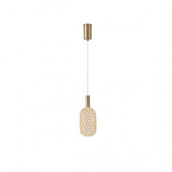 ΦΩΤΙΣΤΙΚΟ ΚΡΕΜΑΣΤΟ ΜΕΤΑΛΛΟ ΜΟΝΟΦΩΤΟ LED 6.3W 648Lm 3000K Φ130X1588mm ΧΡΥΣΟ ARTE ILLUMINA PERFORATO