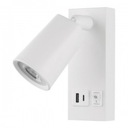 ΑΠΛΙΚΑ ΚΡΕΒΑΤΙΟΥ ΑΝΑΓΝΩΣΗΣ ΜΕ USB TYPE C ΜΕΤΑΛΛΟ-ΠΛΑΣΤΙΚΟ LED 5W 450Lm 3000K 155X63X150mm ΑΣΠΡΗ ARTE ILLUMINA C-LUX