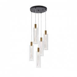 ΦΩΤΙΣΤΙΚΟ ΚΡΕΜΑΣΤΟ ΓΥΑΛΙ 5ΦΩΤΟ LED 38W 4400Lm 3000K Φ350x1930mm ΔΙΑΦΑΝΕΣ ARTE ILLUMINA VIAL