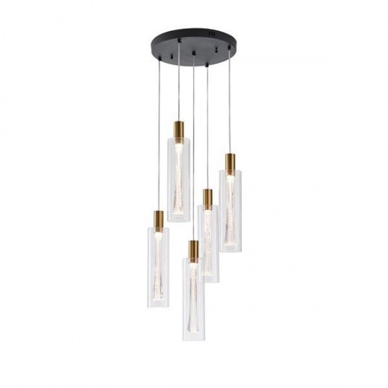 ΦΩΤΙΣΤΙΚΟ ΚΡΕΜΑΣΤΟ ΓΥΑΛΙ 5ΦΩΤΟ LED 38W 4400Lm 3000K Φ350x1930mm ΔΙΑΦΑΝΕΣ ARTE ILLUMINA VIAL
